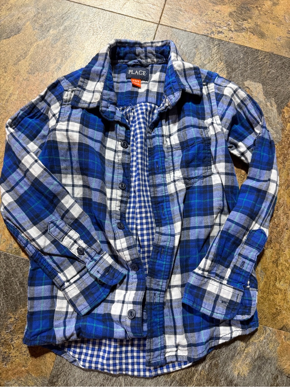 The Children's Place Blue and White Plaid Button-Up Shirt